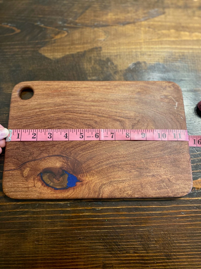 Mesquite Wood Royal Blue Epoxy Cutting Board Handmade, Cheese Board