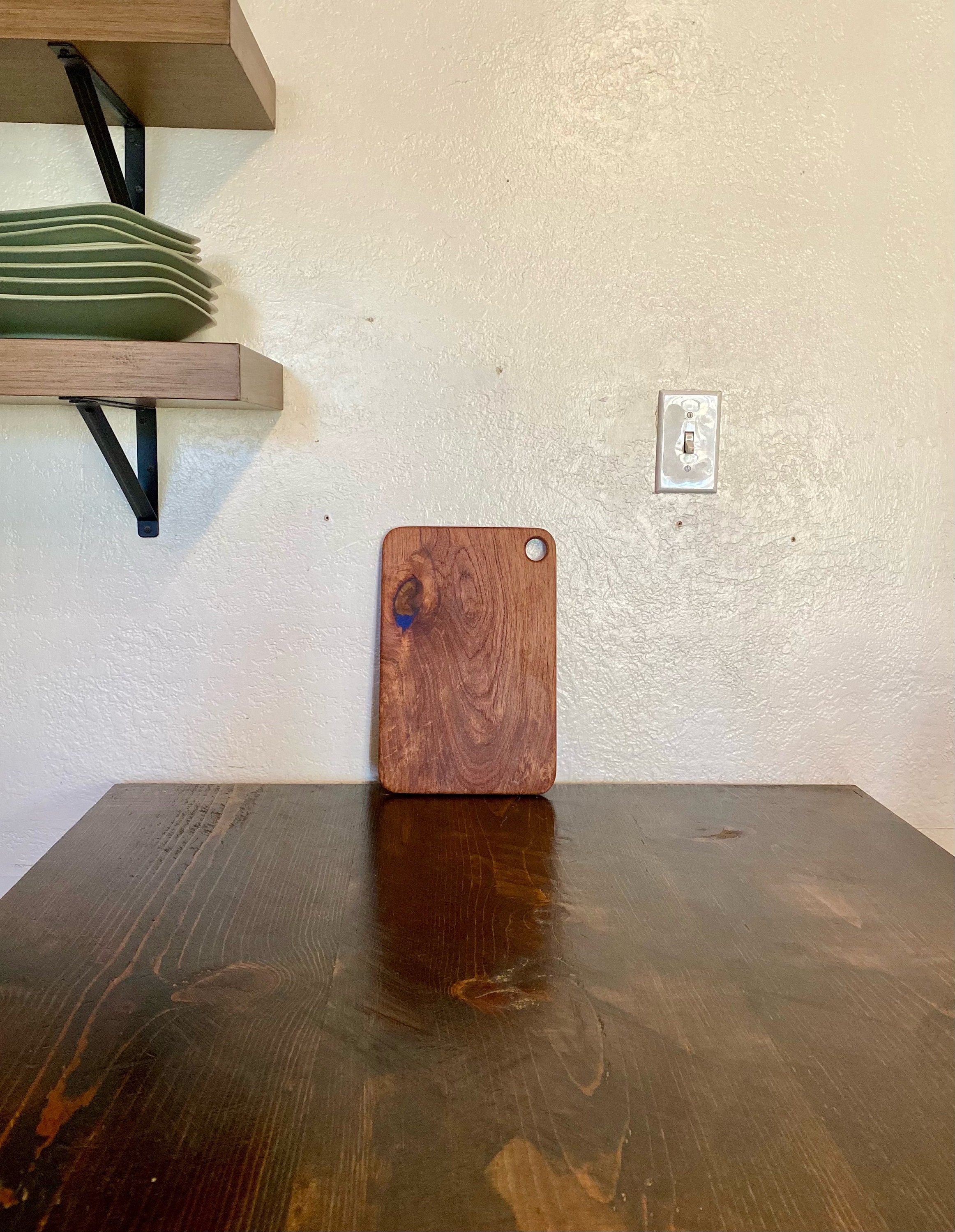 Mesquite Wood Royal Blue Epoxy Cutting Board Handmade, Cheese Board