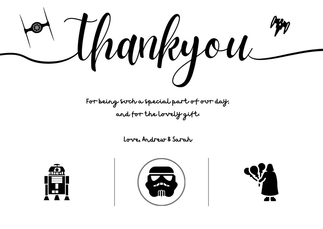 Customizable Star Wars Thank You Card - Etsy