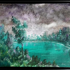 Original Acrylic Painting on Canvas - Midnight Pond - 16 x 20 inches