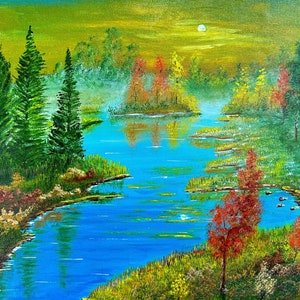 Original Acrylic Painting on Canvas- Distant Mist - 20 x 16 inches