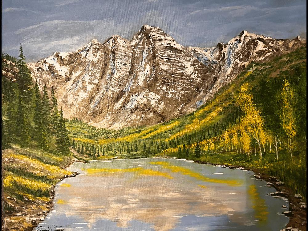 Dipinto acrilico originale su tela - Maroon Bells - 16 x 20 pollici