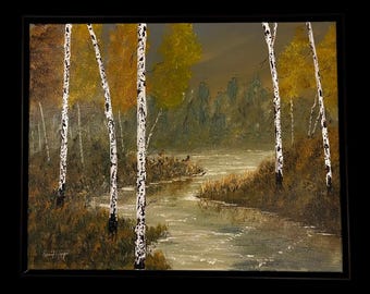 Dipinto acrilico originale su tela - River Serenity - 16 x 20 pollici
