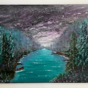 Original Acrylic Painting on Canvas - Evening Colors - 18 x 24 inches
