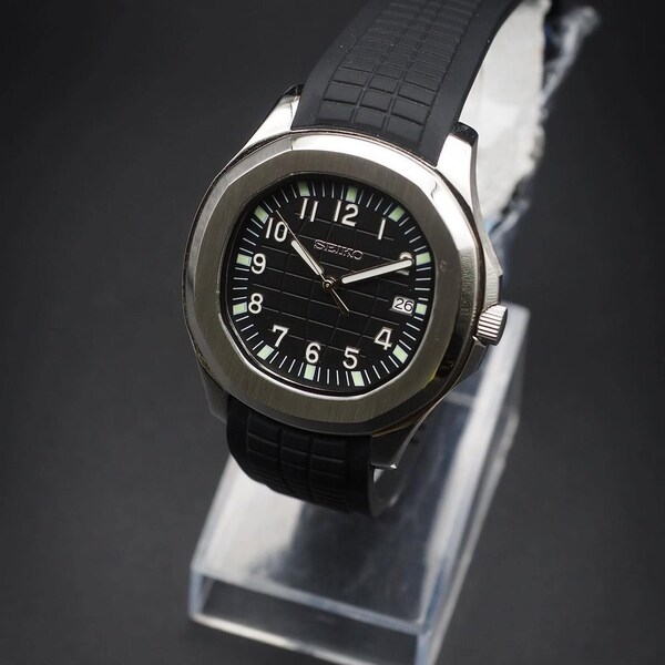 Aquanaut 41 silver/black dial seiko MOD