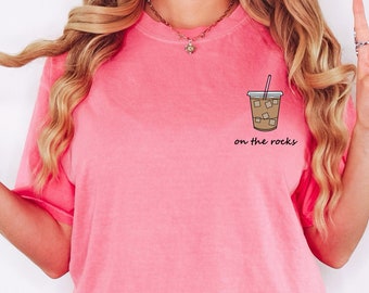 On The Rocks Shirt, Iced Coffee Shirt, Iced Coffee Addict, Comfort Colors Ice Coffee Tee, Coffee Lover T-Shirt, On The Rocks Coffee Shirt