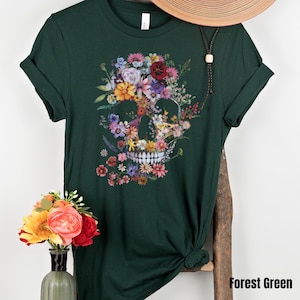 Gothic Garden Comfort Colors TShirt, Dark Academia Shirt, Floral Skull Creepy Cute T-Shirt, Pastel Goth Graphic Tee, Botanical Butterfly Top