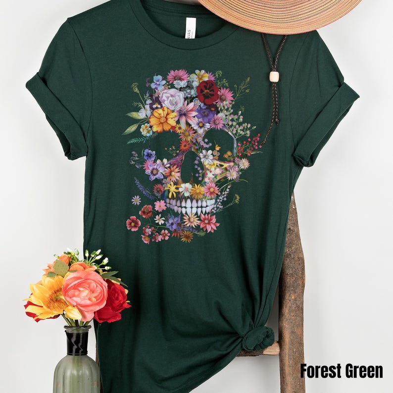 Gothic Garden Comfort Colors TShirt, Dark Academia Shirt, Floral Skull Creepy Cute T-Shirt, Pastel Goth Graphic Tee, Botanical Butterfly Top