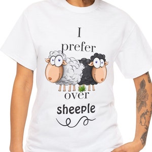 Sheep Over Sheeple Heavy Cotton Tee. Funny t-shirts, Humorous Tees, Sheep Tees, Gifts for Sheep Lovers, Gifts for Animal Lovers, Cotton Tees