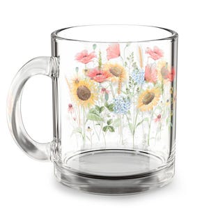 Floral Glass Mug | Aesthetic Coffee Cup for Nature Lovers | Perfect Gift for Birthdays, Anniversaries, or Housewarming