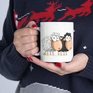 Funny Sheep Ceramic Coffee Mug: Gift for Sheep Lovers (11oz)