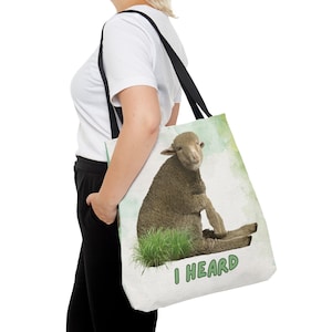 I Heard; Sheep Tote Bag. Sheep Lover Tote, Sheep Farmer Tote, Funny Tote Bag, Sarcastic Totes, Sheep Tote, Farm Animal Tote Bags, Animal Bag