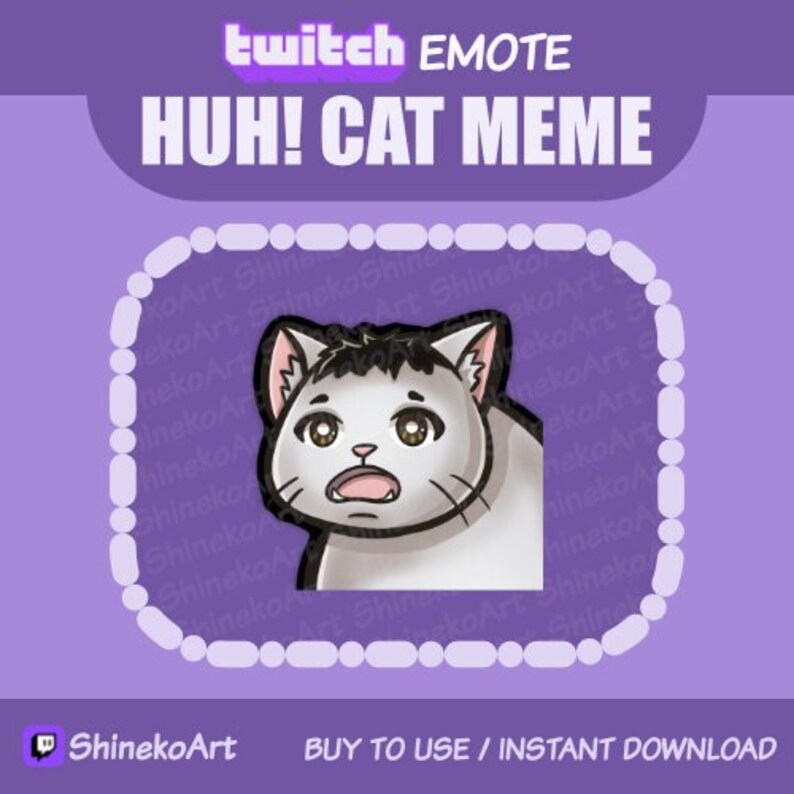 HUH Cat Meme Emote Twitch Youtube Animal Cute Etsy
