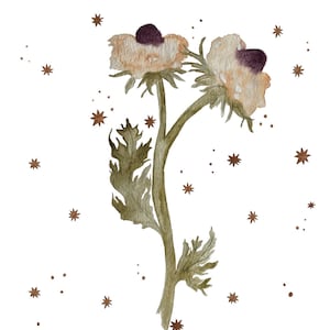 Japanse anemoon aquarel bloemen  natuur wenskaart enkel 10 x 15 cm