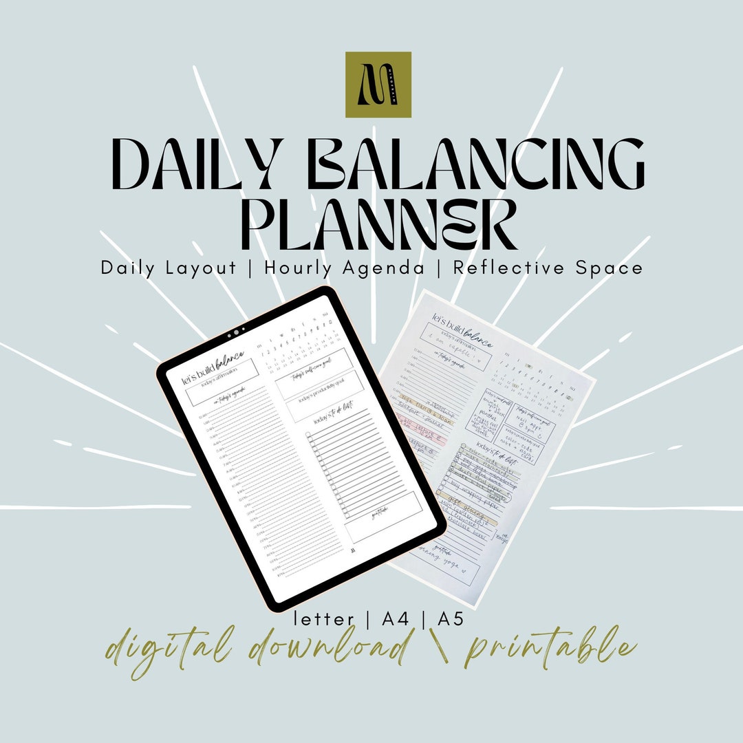 Daily Balancing Planner (digital Download, Planner, Travel, Work ...