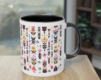 Gemusterte Boho Ornamente-Kaffeetasse, Muster-Keramikbecher, Teetasse, Teebecher