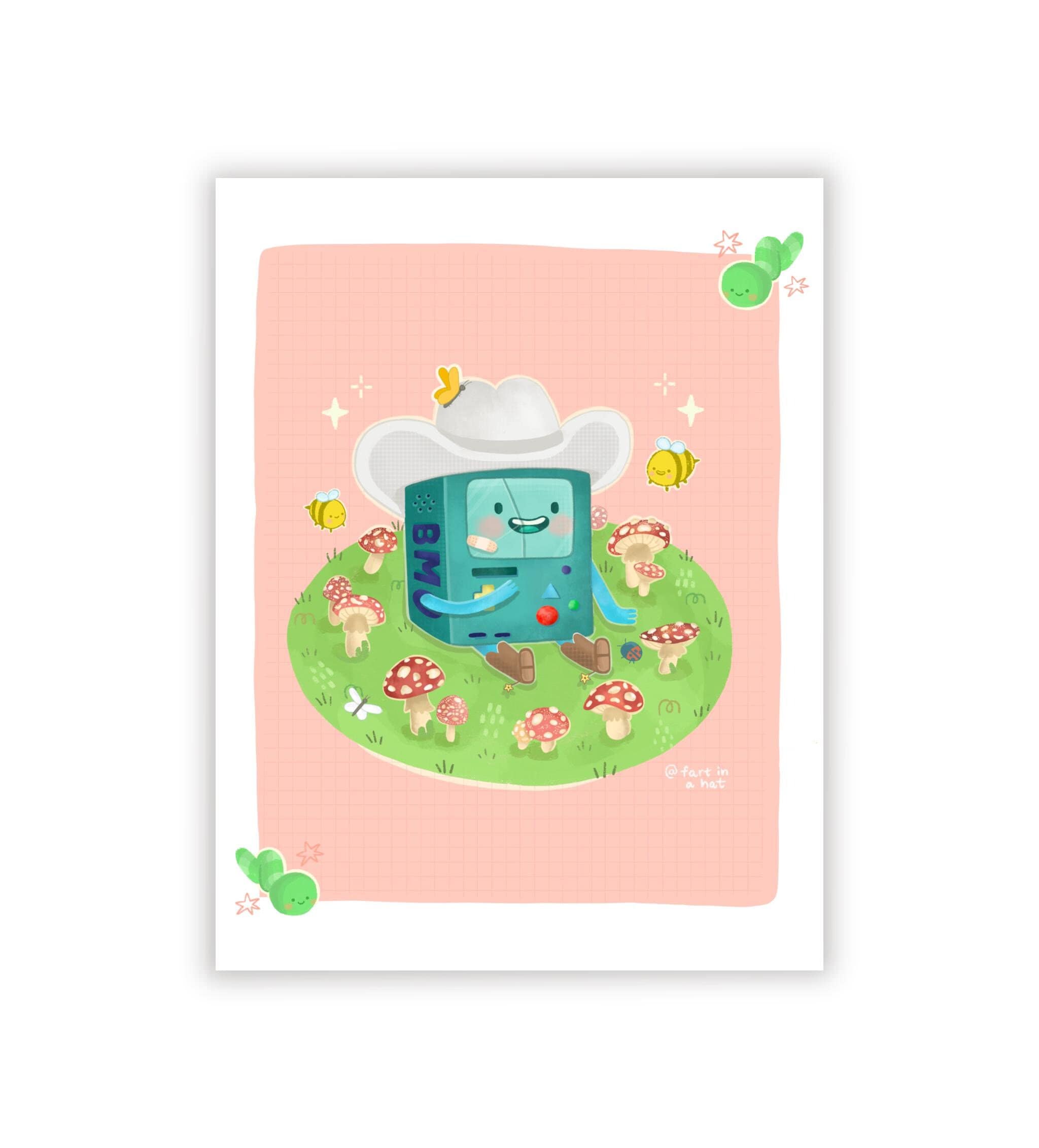Beemo Art Print, 8.5 x 11, Adventure Time Fan Art, BMO Wall Art, Cartoon Network, Cute Art Prints