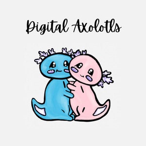 Axolotl Clip Art - Cute Axolotl- Clip Art and Digital Paper Set- Digital and Instant download, Watercolor Axolotls Clipart