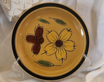 Honey Flowers Designers Collection Dinner Plate - Made in Japan - Approximately 10.25" Wide - Vintage Stoneware - Retro Dinner Ware