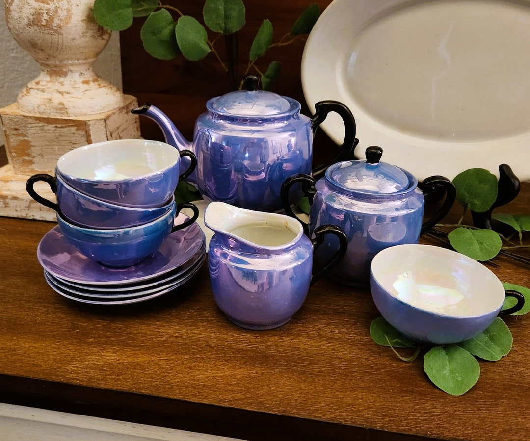 Japanese Lustreware Tea Set 13 Pieces including Lids SEIEI & CO. 1930's