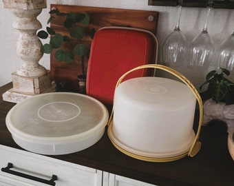 Tupperware vintage de 3 piezas para pasteles de la década de 1970 / Pie Cookie Storage Millionaire Lime de la década de 1950 / Marinate N Tenderizing Dish en pimentón de la década de 1980