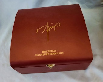SPECTACULAR JOSE SEIJAS Signature Series 2000 Leather I Three Cedar Trays | Spanish Cedar Cigar Box | Gift for Cigar Aficionado