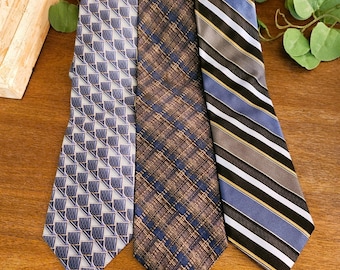 Vintage All Silk Tie | Nice Blue Patterns | Made in USA | Graduation | Prom | Wedding | Men's Fashion | Three Options Available