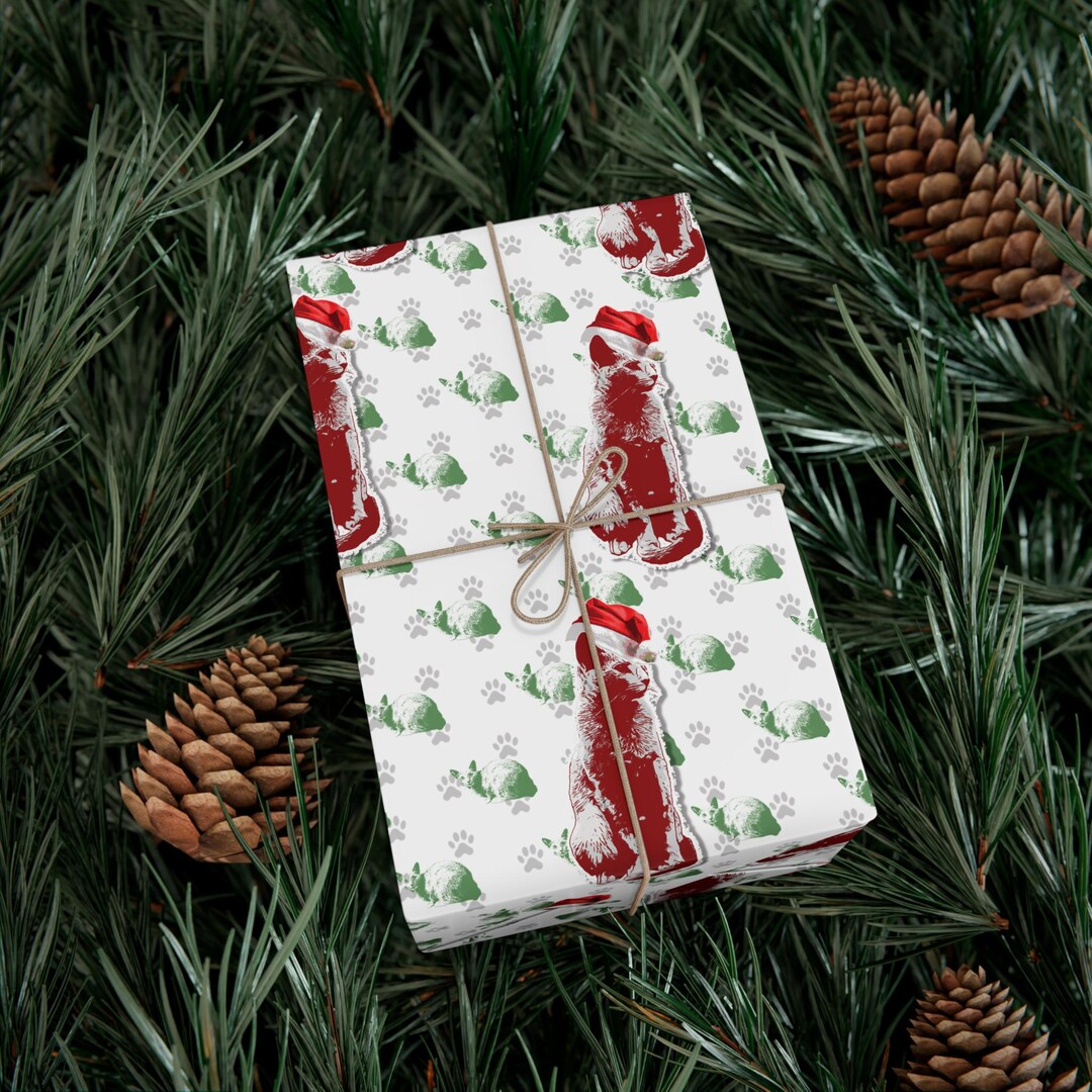 Santa Cat Wrapping Paper Set | Cat Lovers Holiday Gift Wrap | Cat Gifts ...