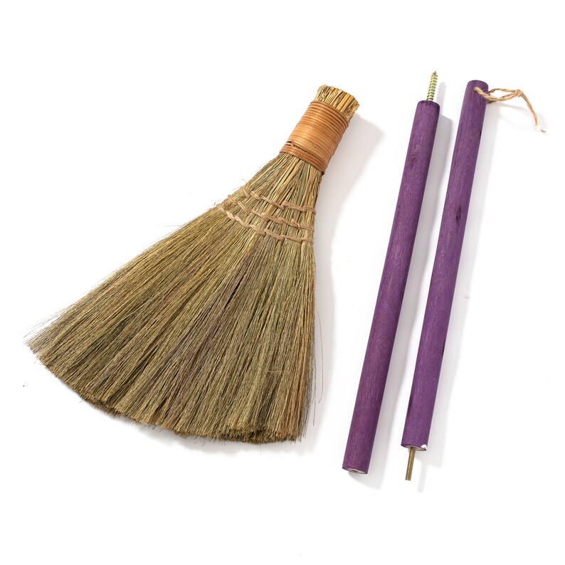 TTS for Home Vietnamese Straw Soft Broom 45inch Purple Long Handle