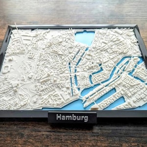Hamburg City 3D Miniatur STL Datei - Detailliertes Kartenmodell - Digitaler Download