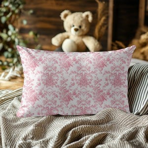 Chinoiserie Pillow | Pink and White Floral Decor | Chinoiserie Pink Throw Pillow | French Country Cushion | Baby Shower Gift for Girls Room
