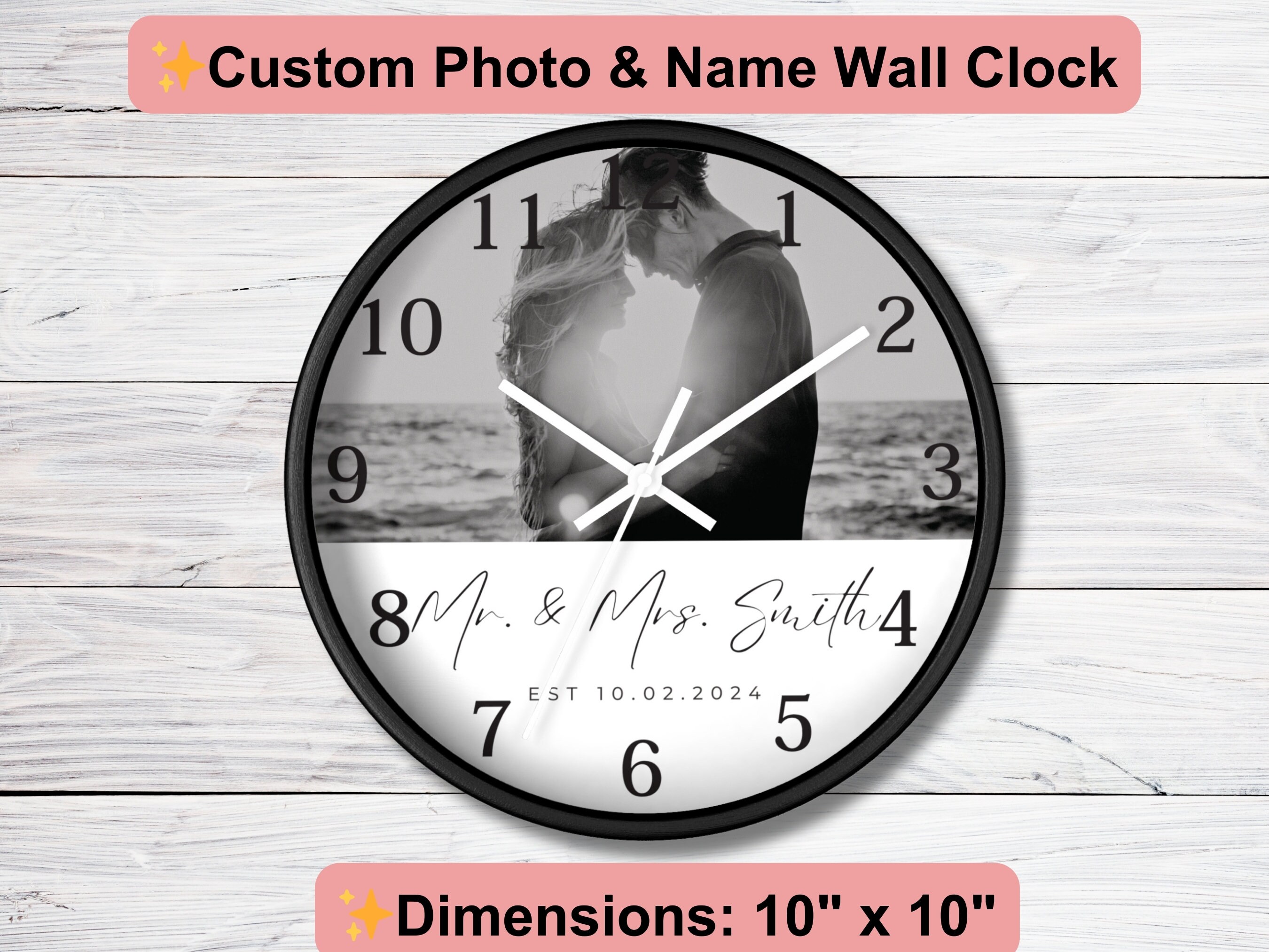 Custom Wall Clock Photo Gift Personalized Wedding Gift Anniversary Home ...