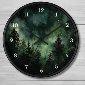 Emerald Green Wall Clock: Silent Wooden Woodland Forest Clock | Nature Love Gift