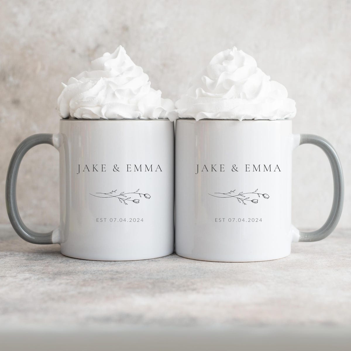 Custom Engagement Mug or Personalized Couple Mug Gift Set Mr and Mrs Accent Coffee Mug With Established Date and Names Wedding Gifts - Etsy