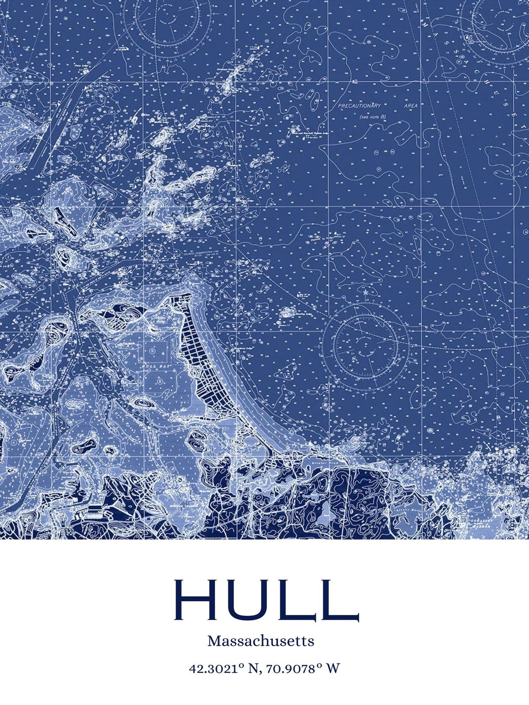 Nautical Map of Hull MA - Etsy