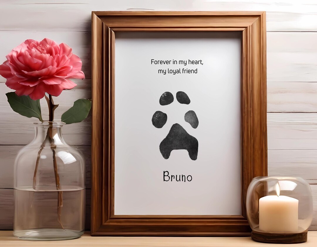 Custom Pet Memorial Paw Print Art - Personalized Dog Portrait, Cat ...