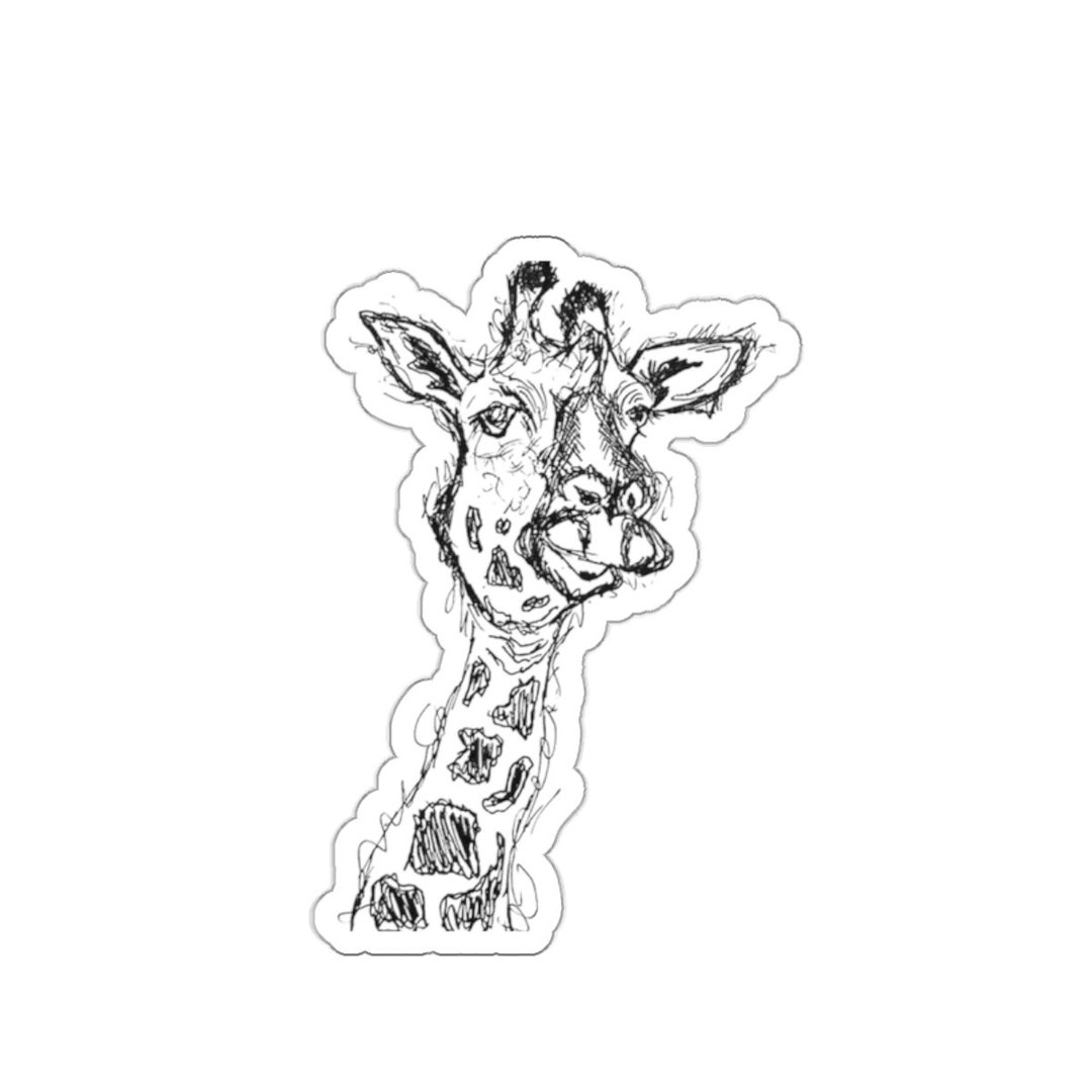 Giraffe Sticker Hand Drawn Etsy