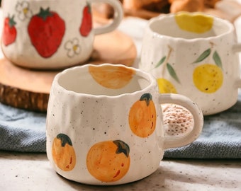 Ceramic Fruit Printed Mugs | Coffee Cups | Drinkware | Cheerful and Charming Coffee Cups | Stylish Drinkware Essentials