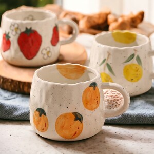 Ceramic Fruit Printed Mugs | Coffee Cups | Drinkware | Cheerful and Charming Coffee Cups | Stylish Drinkware Essentials