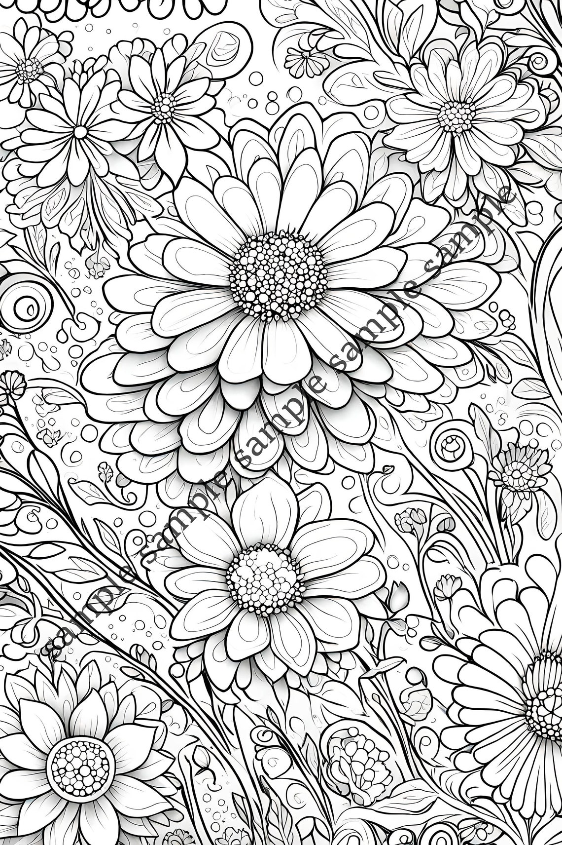 20 Flower Coloring Book Pages - Etsy