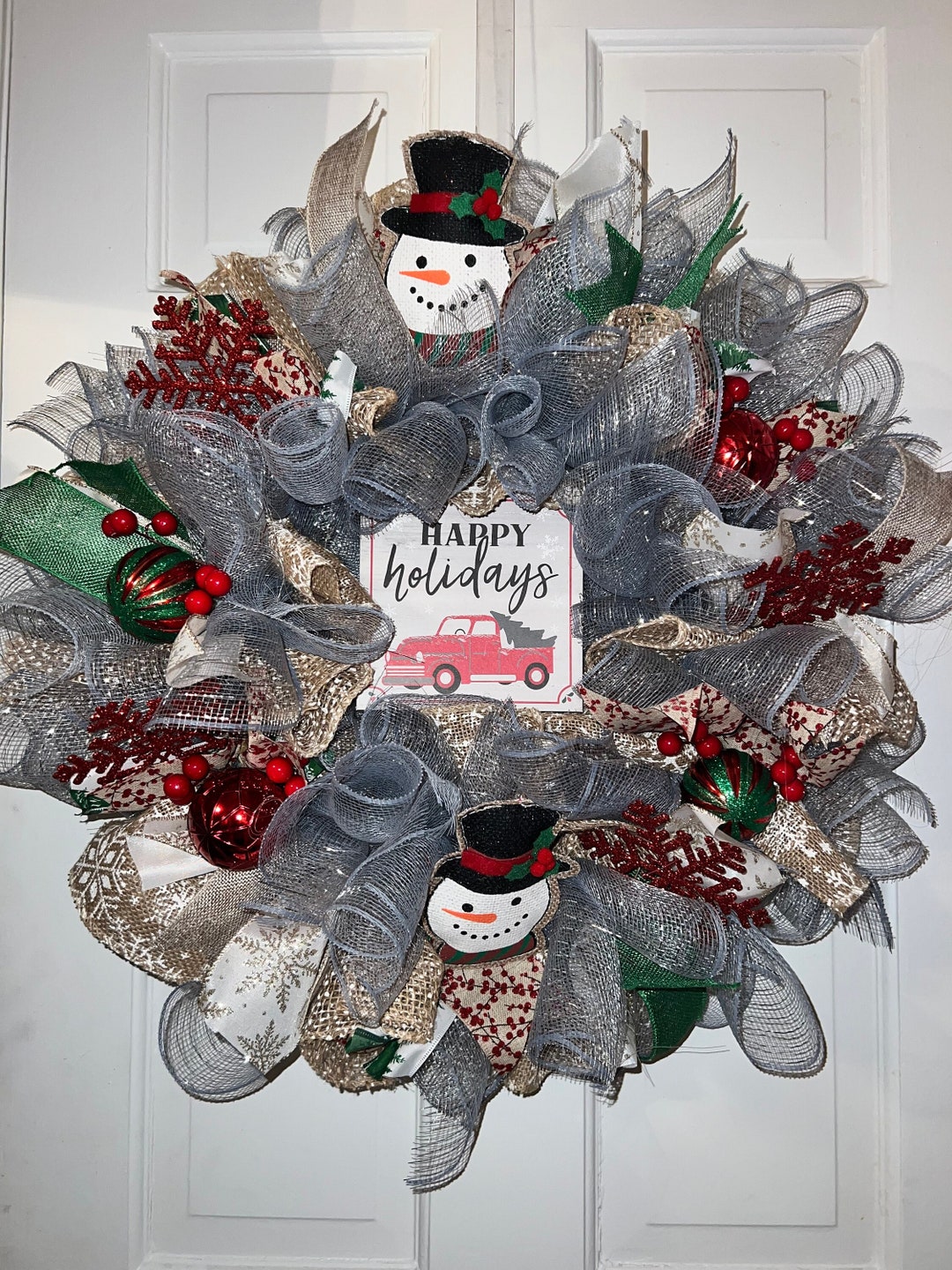 クリスマス HAPPY HOLIDAYS WREATH LARGE Happy Holidays Christmas Wreath - Etsy