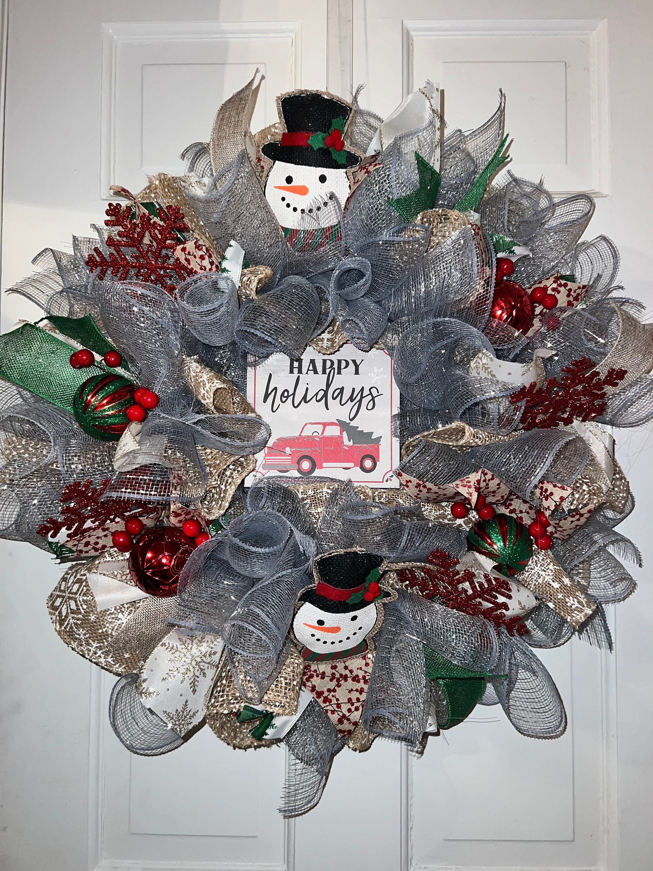 クリスマス HAPPY HOLIDAYS WREATH LARGE Happy Holidays Christmas Wreath - Etsy