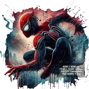 4 PNG Spiderman Splash and Watercolor Digital design PNG file for sublimation High Resolution Instant Digital PNG Download image 3