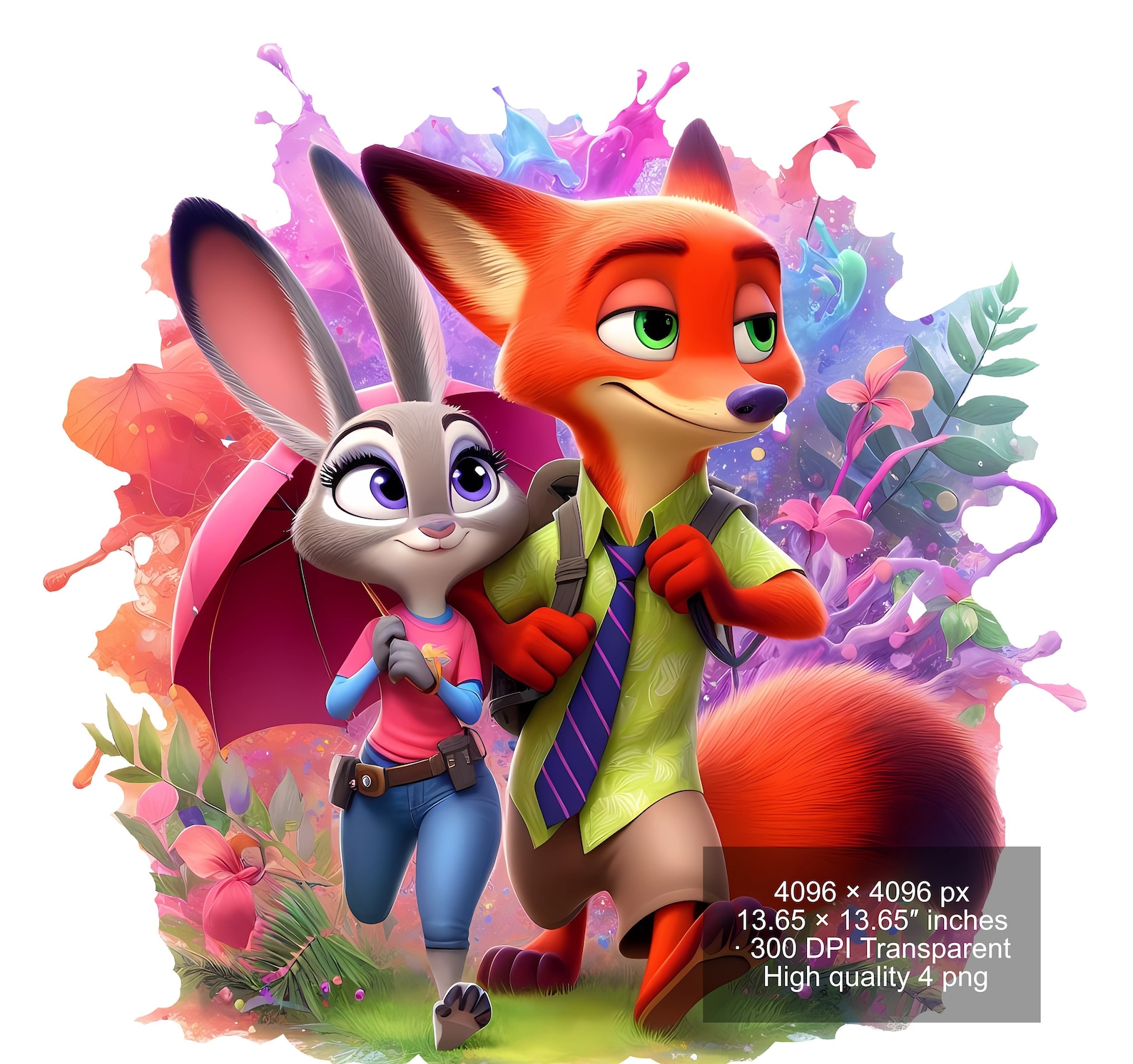Zootopia Nick & Judy Watercolor Splash PNG (digital Download) - Etsy