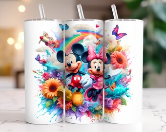 Mickey Mouse Tumbler Wrap: Watercolor Splash PNG (Digital Download)