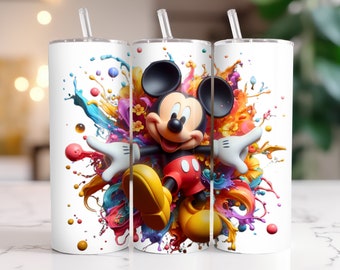 Mickey Mouse Tumbler Wrap: Watercolor Splash PNG (Digital Download)