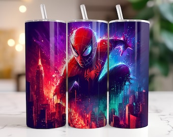 Spiderman Tumbler Wrap PNG: 20 oz Watercolor Splash (Digital Download)