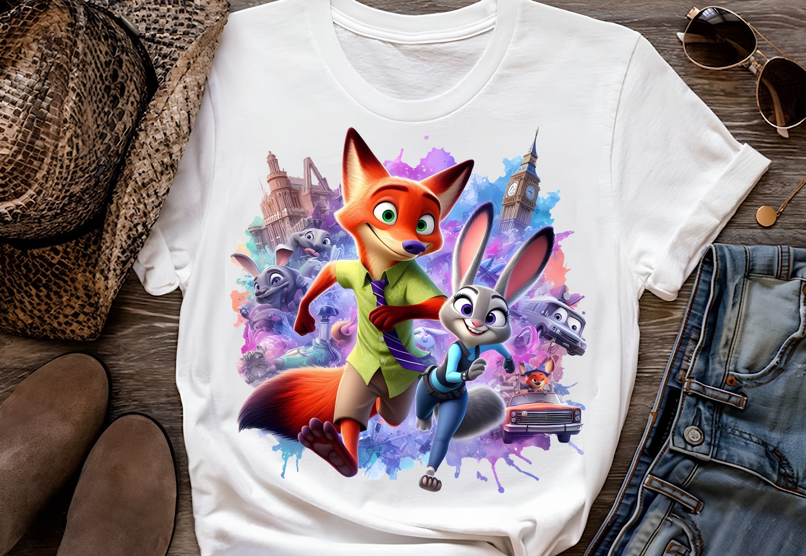 4 PNG Zootopia Nick & Judy Watercolor Splash : Sublimation Design ...