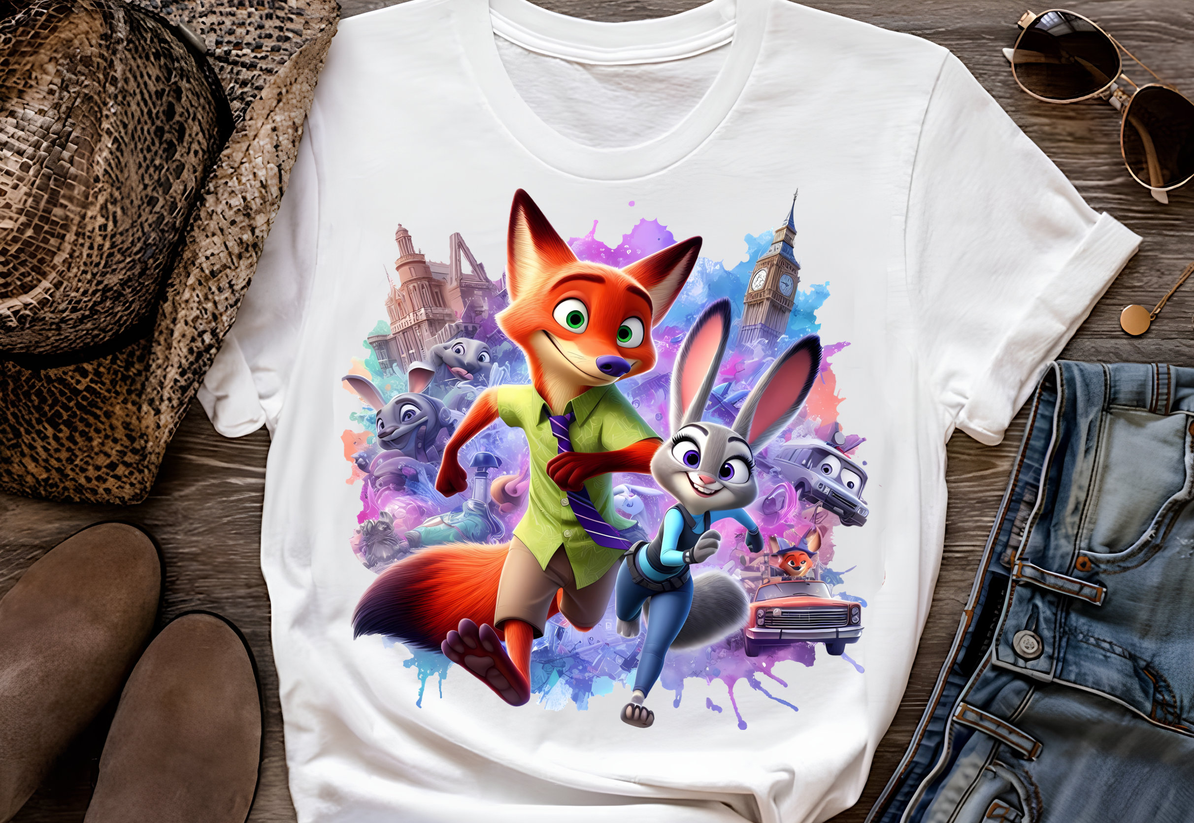 4 PNG Zootopia Nick & Judy Watercolor Splash : Sublimation Design ...