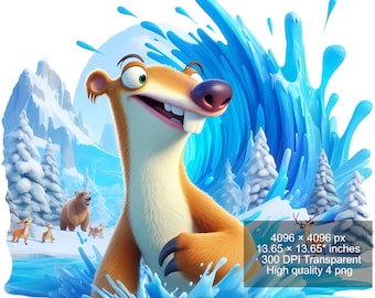 4 PNG-Ice Age Watercolor Splash PNG: Digital Clipart (Digital Download)